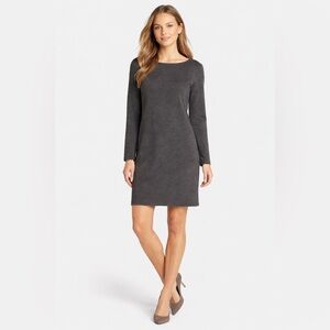 Halogen Charcoal Knit Shift Dress Exposed Back Zipper Long Sleeve Sz Large NWT